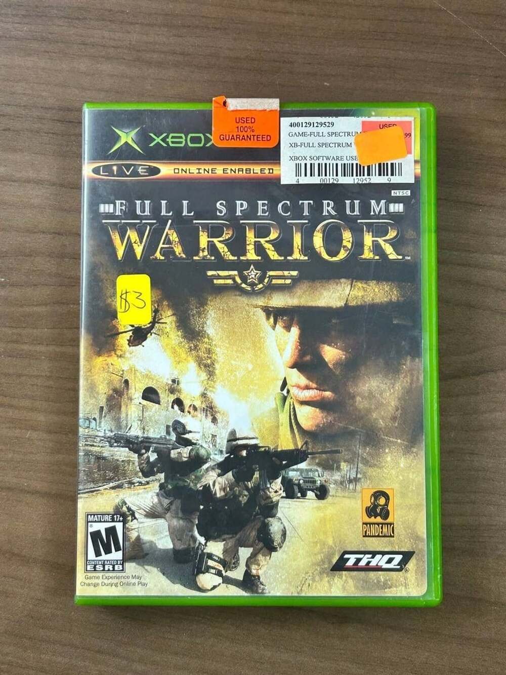 Full Spectrum Warrior Microsoft Xbox 2004 THQ NTSC w/ Manual & Case